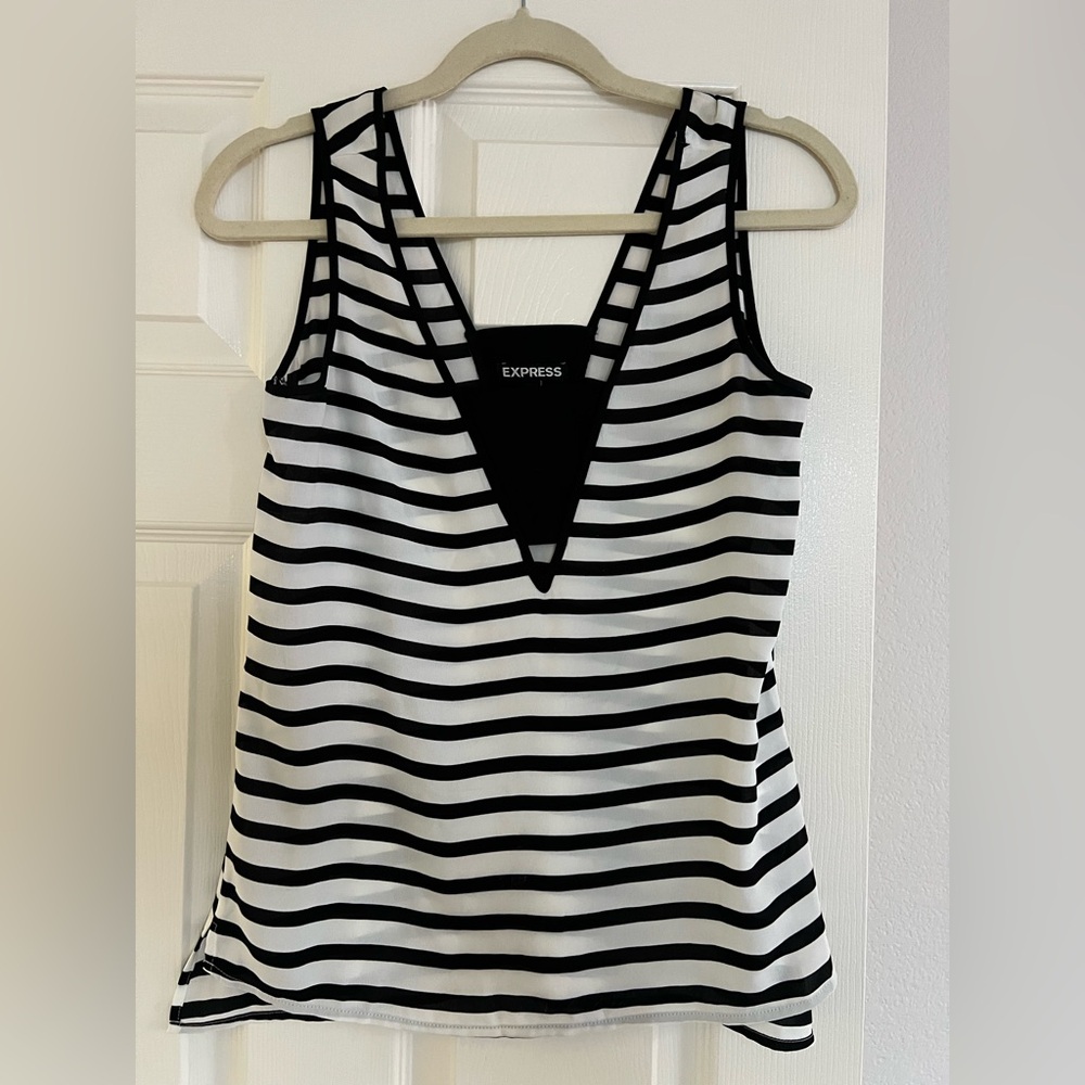 Express Black and White Striped Women's Top